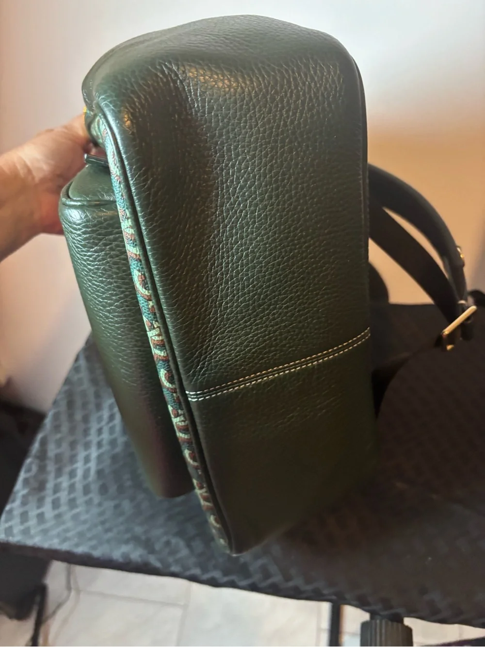 Coach Green Signature Monogram Pebble Leather Backpack